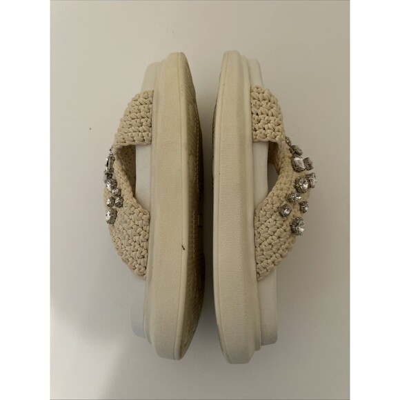 Nila & Nila Woven Rhinestone Platform Slide Sandals W Size EU 39  US 8 Offwhite - Picture 5 of 9